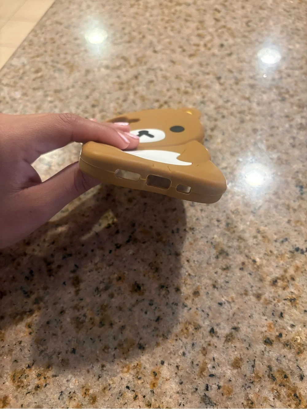 Brown Bear Silicone Phone Case with White Belly